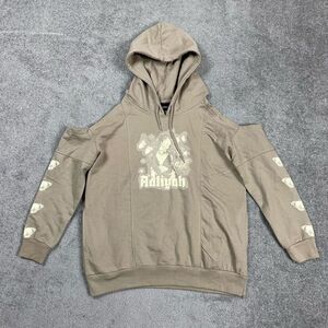 Aaliyah Women’s Large Tan Hoodie Sweatshirt Rap Hip Hop Graphic Brand New